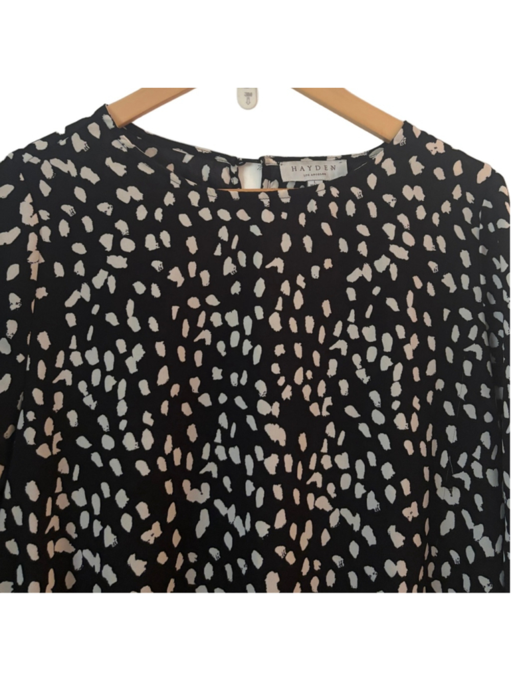 Hayden Gabriella blk & wht polka dt 3/4 slv ruffle hem swing drss WM L classic - Picture 4 of 9